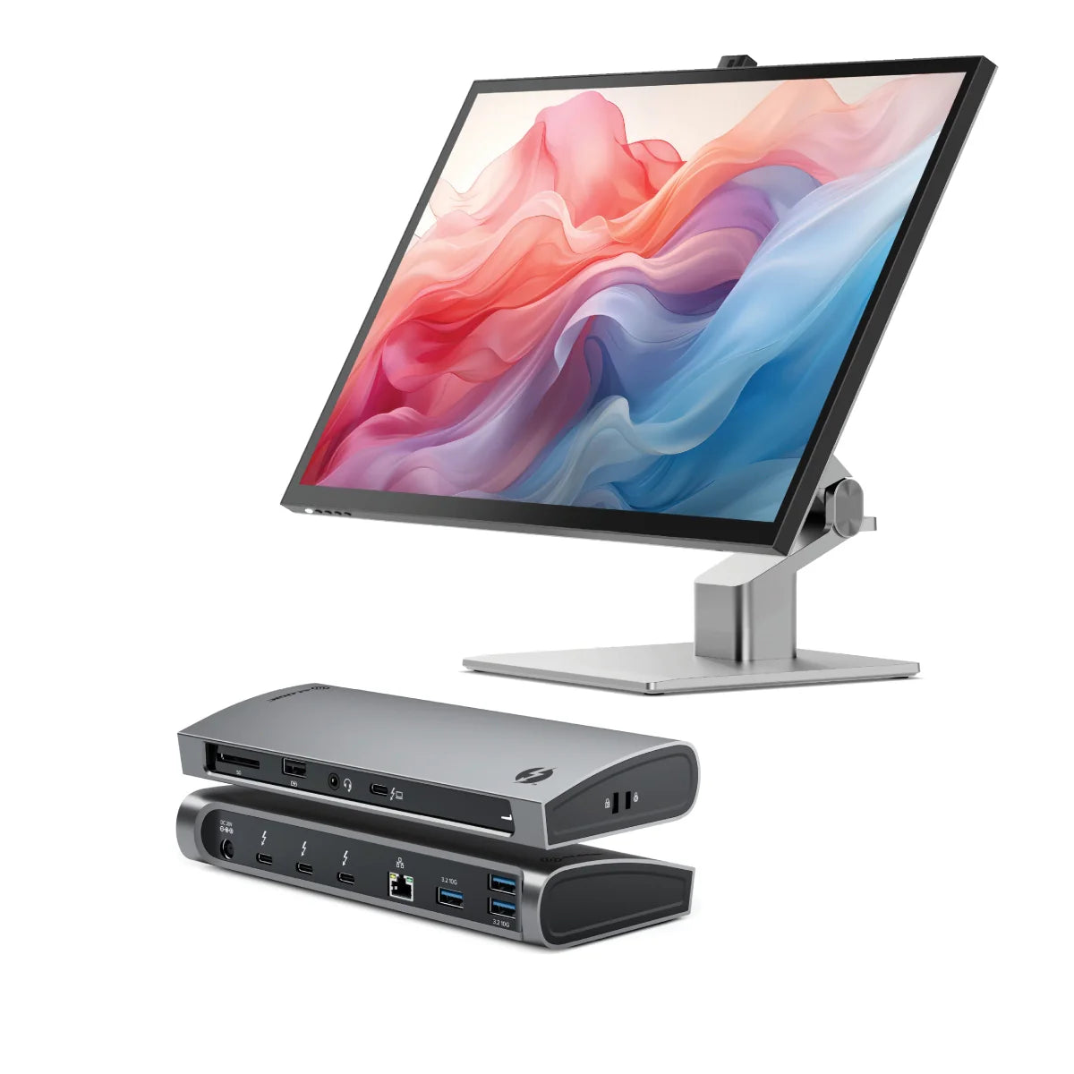 Clarity Fold Touch 32" 4K UHD Monitor with 65W Power Delivery, Webcam, Touchscreen & Fold Stand + Thunderbolt 4 BLAZE Docking Station
