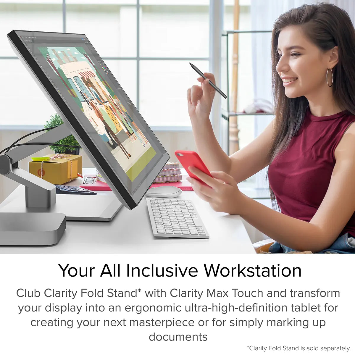 Clarity Max Touch 32" UHD 4K Monitor with USB-C Power Delivery, Webcam and Touch Screen (Pack of 3) + DX3 Triple 4K Display Universal Docking Station _ with 100W Power Delivery