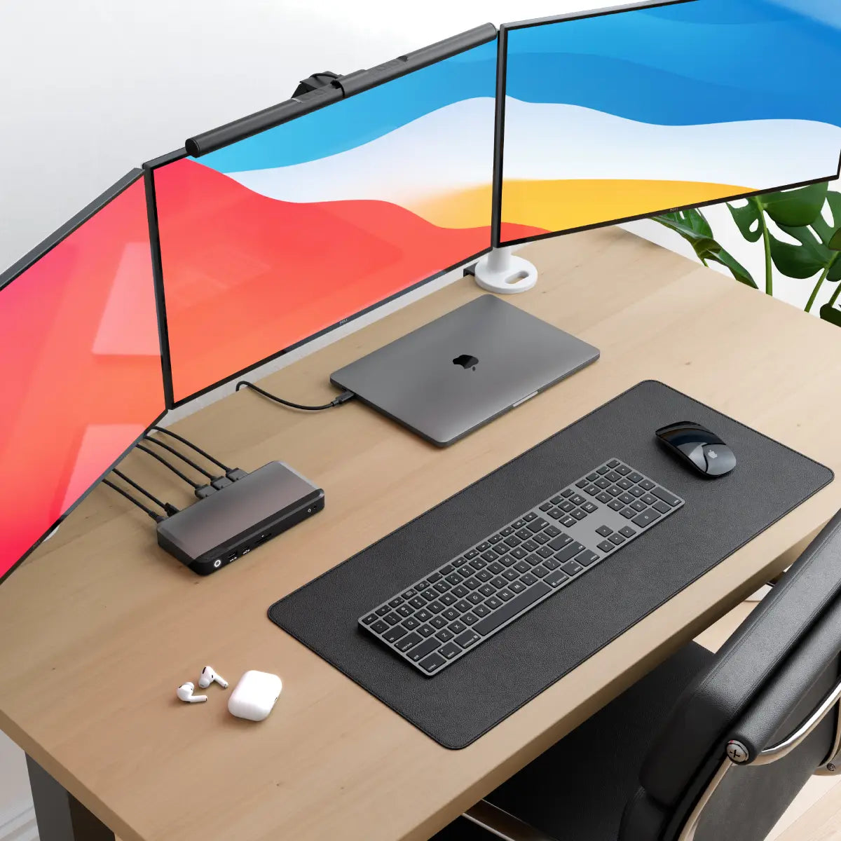 Clarity Max 32" UHD 4K Monitor with USB-C Power Delivery (Pack of 3) + DX3 Triple 4K Display Universal Docking Station _ with 100W Power Delivery