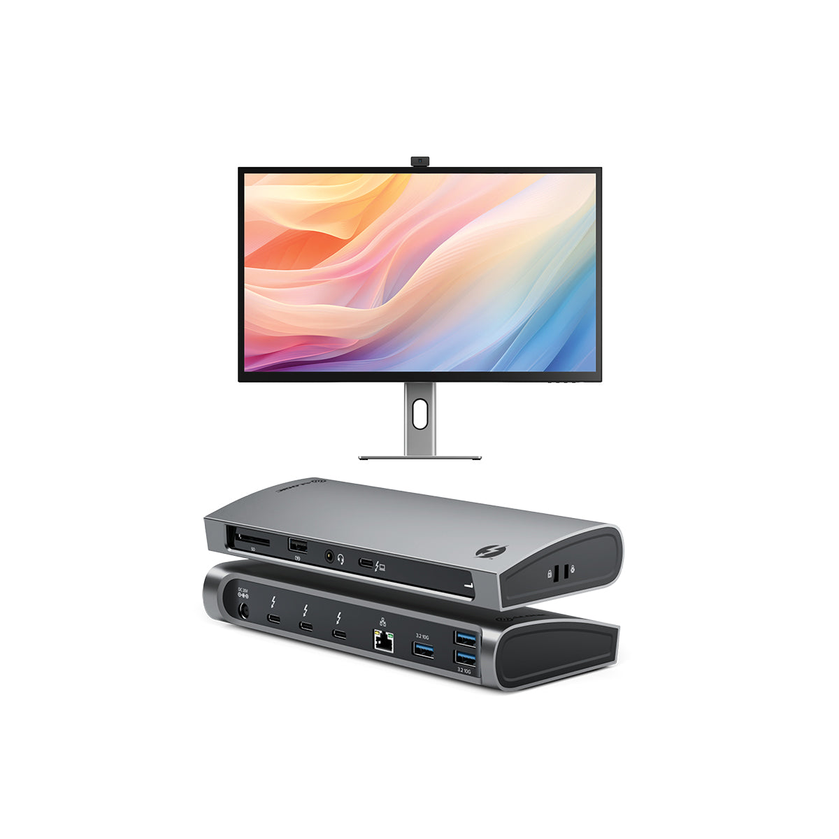 Clarity Max Pro 32" UHD 4K Monitor with USB-C Power Delivery and Webcam + Thunderbolt 4 BLAZE Docking Station