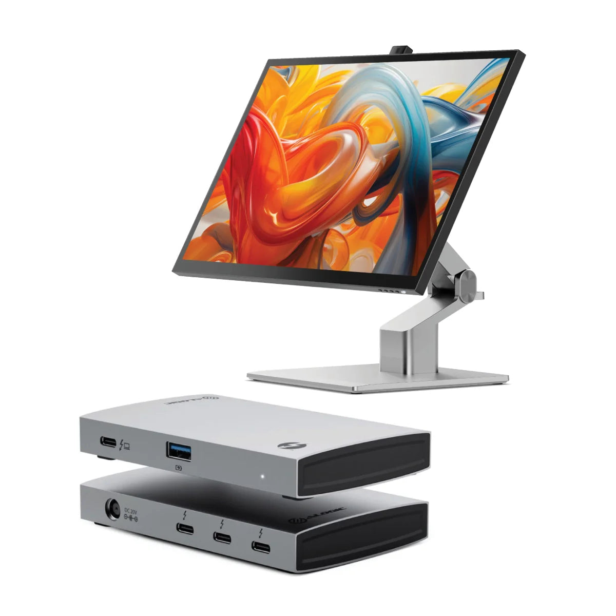 Clarity Fold Touch 27" 4K UHD Monitor with 65W Power Delivery, Webcam, Touchscreen & Fold Stand + Thunderbolt 4 BLAZE Hub