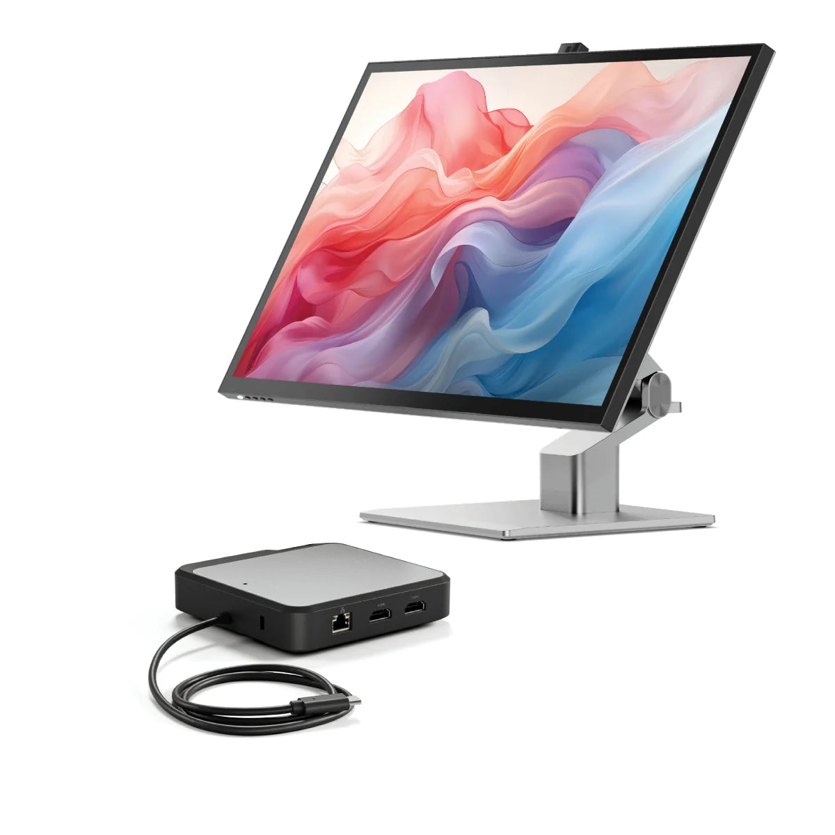 Clarity Fold Touch 32" 4K UHD Monitor with 65W Power Delivery, Webcam, Touchscreen & Fold Stand + Dual 4K Universal Docking Station - HDMI Edition