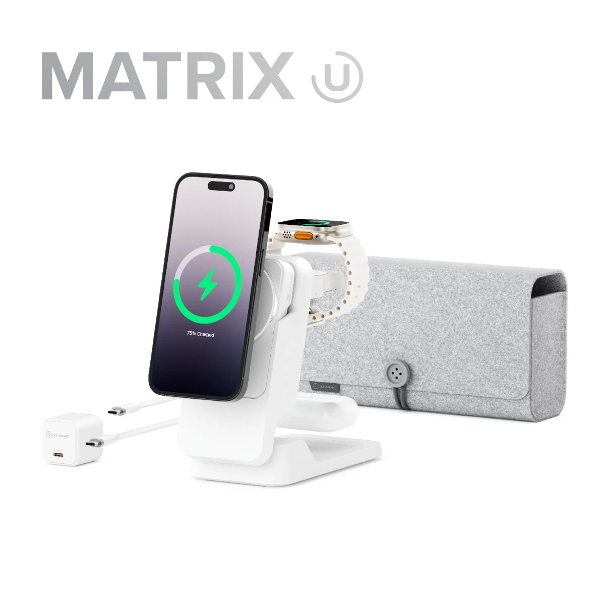 Matrix Ultimate 3-in-1 Wireless Charger with 5,000mAh MagSafe Power Bank