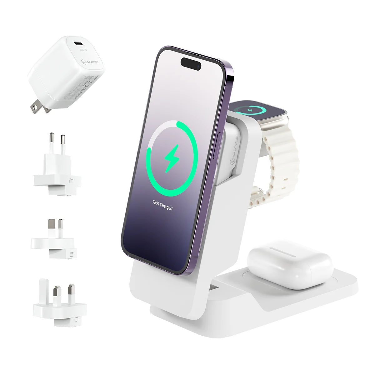 Matrix Ultimate 3-in-1 Wireless Charger with 5,000mAh MagSafe Power Ba