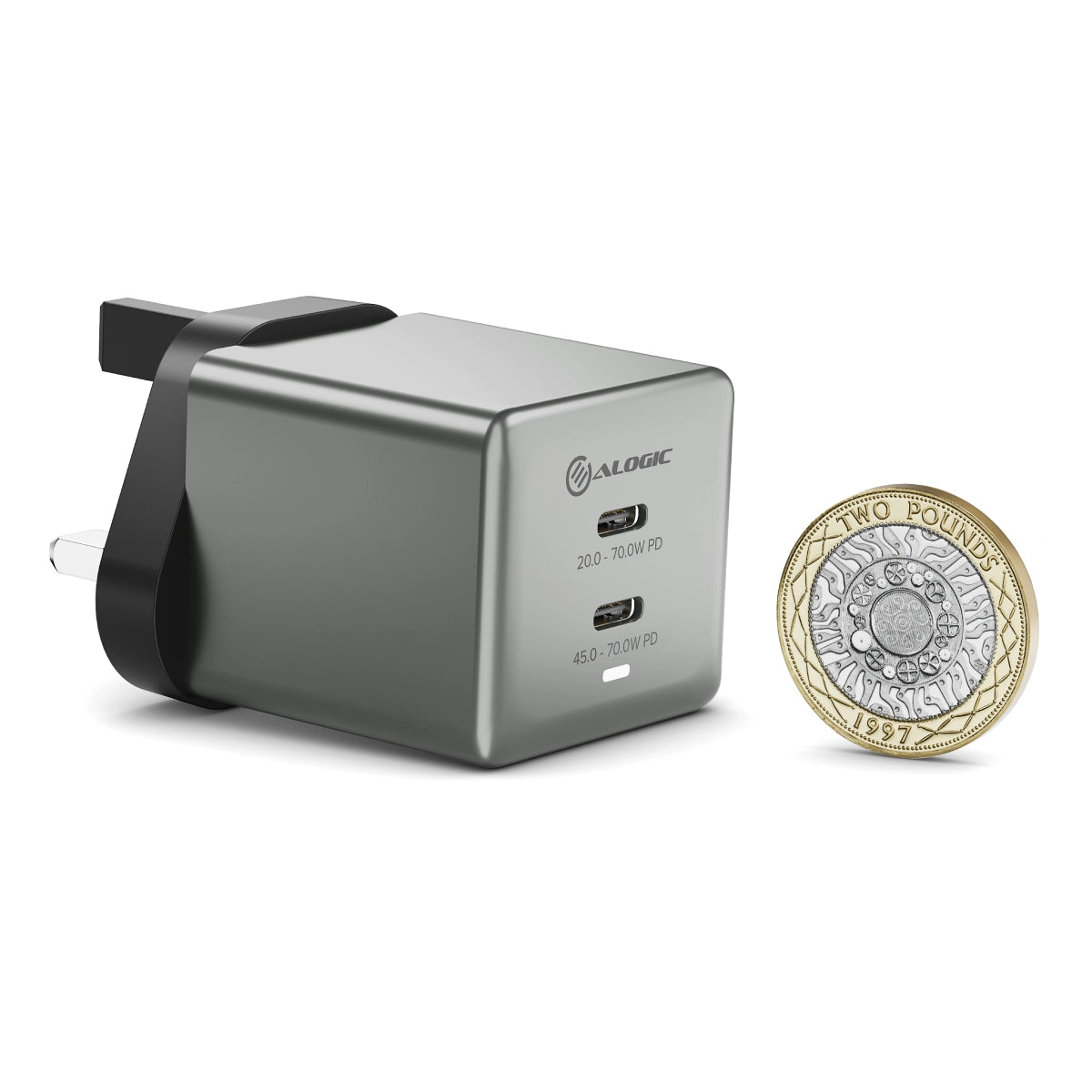 Dual USB-C Rapid Power 70W Cube GaN Charger