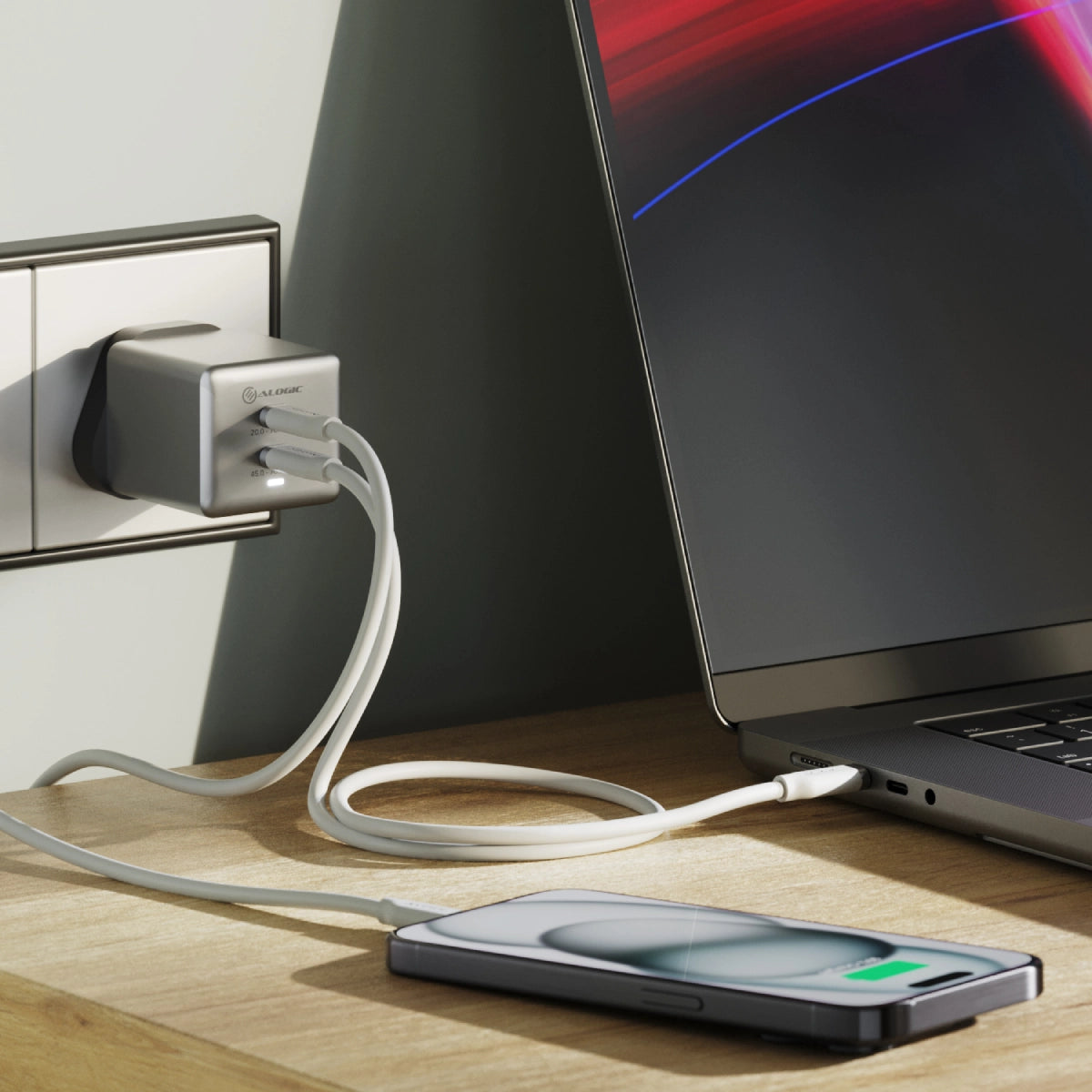 Dual USB-C Rapid Power 70W Cube GaN Charger