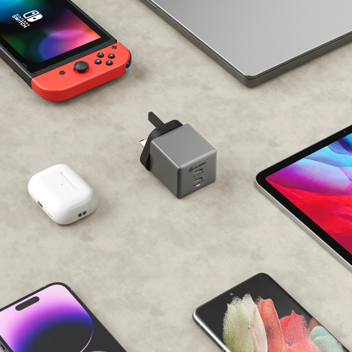 Dual USB-C Rapid Power 70W Cube GaN Charger